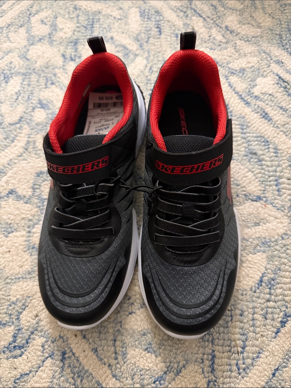 Skechers Kids Black and Red Velcro Athletic Sneakers